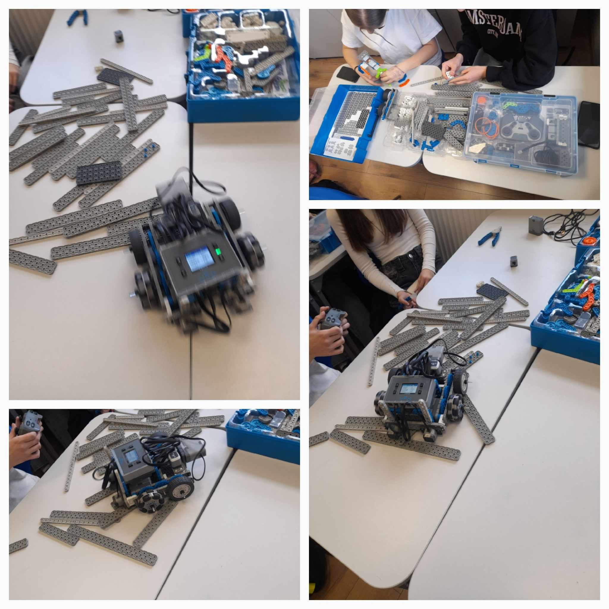 Praca uczniów podczas zajęć z wykorzystaniem zestawu VEX IQ