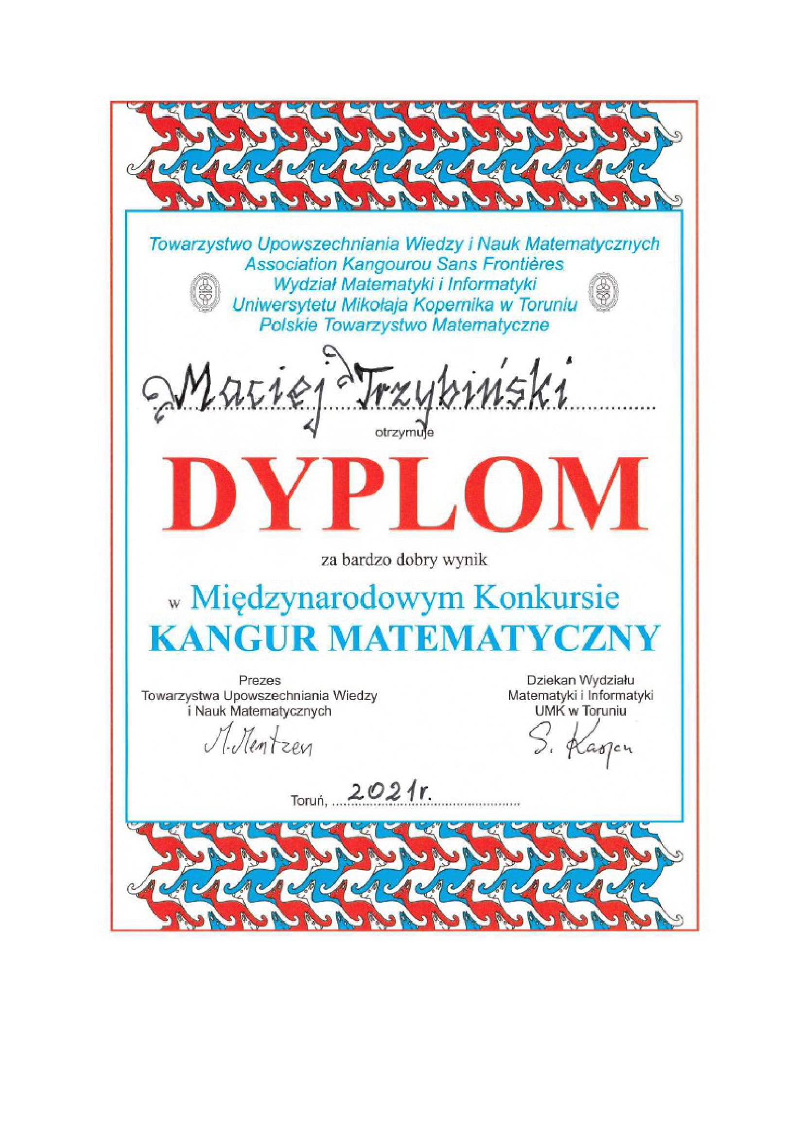 dyplom Kangur